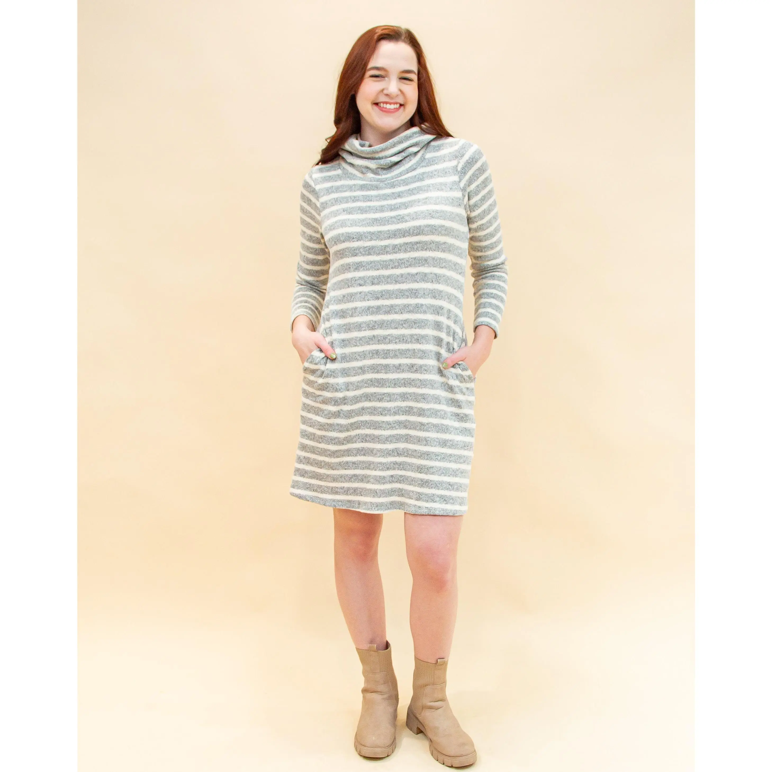 Easy Days Knit Dress in H Grey/Cream - TikTok Shop