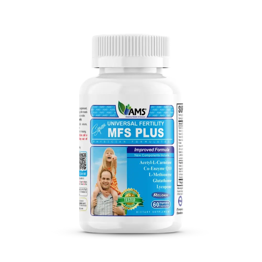 America Medic & Science MFS Plus Men's Fertility Dietary Capsules - Supports Men's Health, Vitality, Motility; Natural Preconception Vitamins, Reproductive Aid with Zinc, CoQ10, Vitamin Supplement Kit, Zinc (As Zinc Amino Acid Chelate)