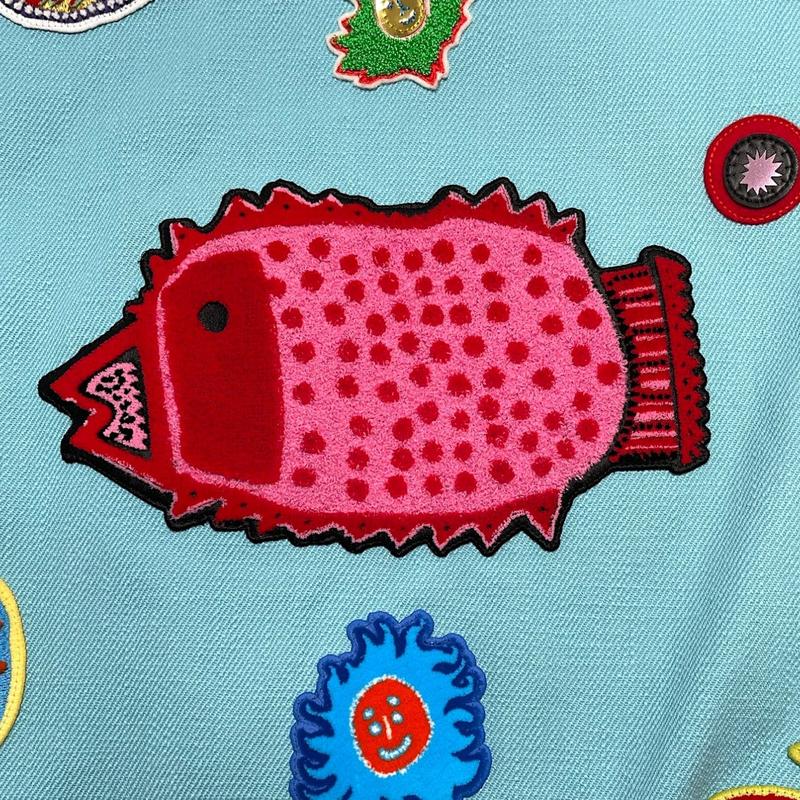 Louis Vuitton LV x YK Embroidered Faces Varsity Jacket Blue