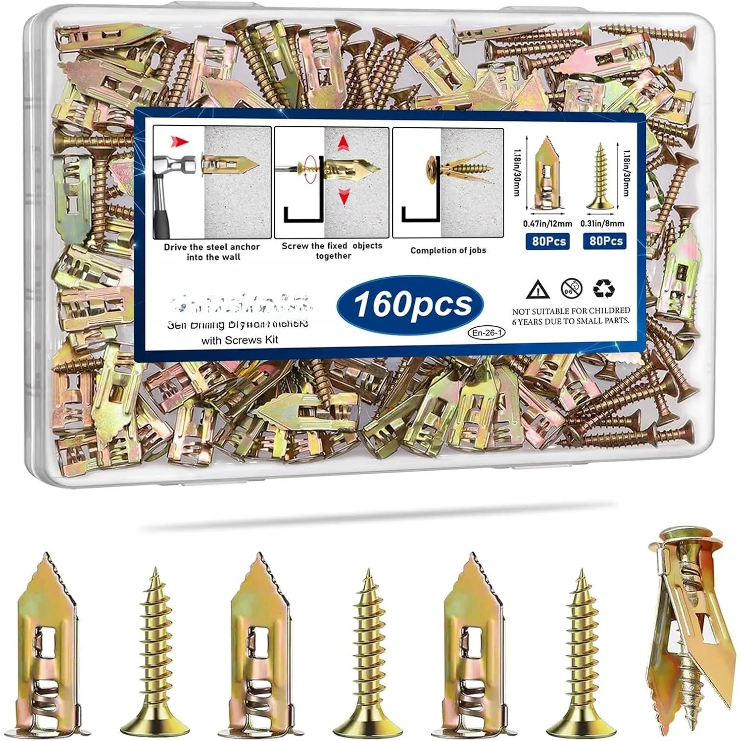 160Pcs - 0.47x1.18 inch
