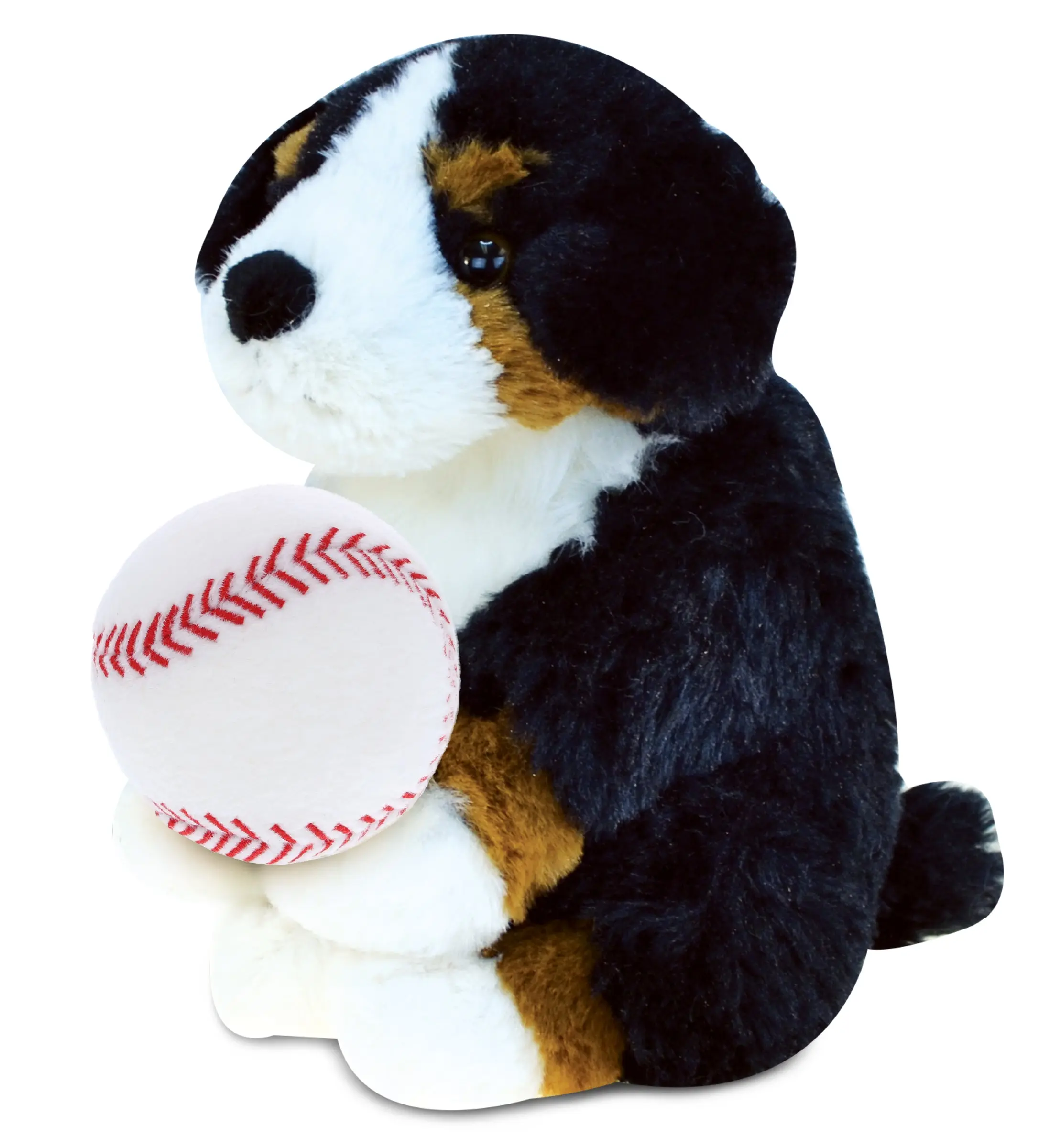 DOLLIBU Bernese Dog Baseball Stuffed Toy - Super Soft Polyester, Realistic Design, Cute and Charming 7lx5wx8h Inches, Sports Room Accessories, Ideal Kids' House Decoration, Great Birthday Gift for Boys & Adults, Softness