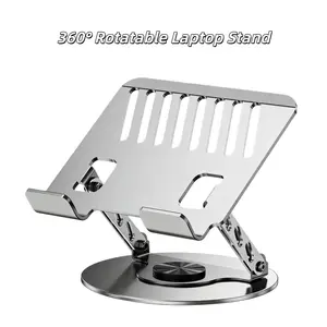 Dual-Axis 720° Rotating Aluminum Laptop Stand | Foldable Height-Adjustable Riser for 10–17" Laptops & Tablets
