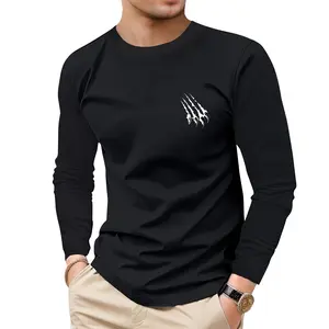 Men's Fashion Long Sleeve T-Shirt American Street Claw Print Style Suitable for All Seasons Outdoor Sports and Athletic Wear Performance T-Shirt Perfect Gift for Boyfriend Stylish Long Tee