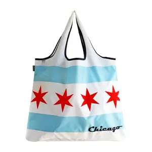 Yay Novelty J4453 Jumbo Eco Friendly Stylish Tote Large Excellent Versatile Reusable Shopping Bag - Chicago Flag