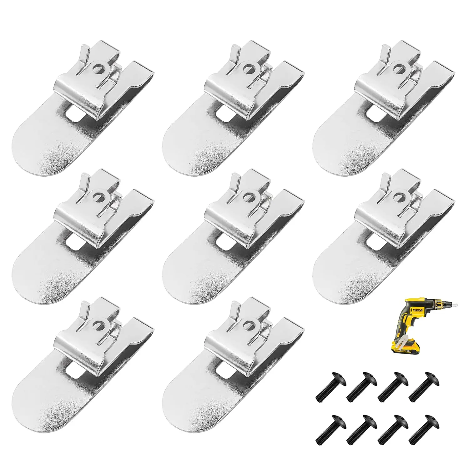 8-Pack N435687 Metal Belt Hook Clips with Anti-Loosening Screws, Replacement for DCF Series Screwguns, Fits DCF620, DCF622, DCF620M2 Type 1, Dcf Series Fit, 8Pcs, No, Belt Clips, N435687 Part#, Replacement Set, Dcf Series Fits