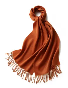 Quzmar 100% Wool Thick Warm Scarf Solid Color Tassel Scarf and Shawl for Women