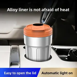 Car Ashtray Metal Inner Creative Coffee Cup Car Ashtray with LED Atmosphere Light, Stylish Auto Accessory for Cigarette Storage