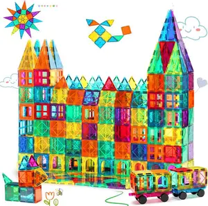 60/100 Piece Set Magnet Building Tiles Clear Magnetic 3D Blocks Construction Playboards, Creativity Beyond Imagination, Inspirational, Recreational, Educational Conventional Montessori children's educational toys birthday Easter gift