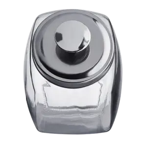Glass Penny Candy Jar with Chrome Lid 0.5 Gallon