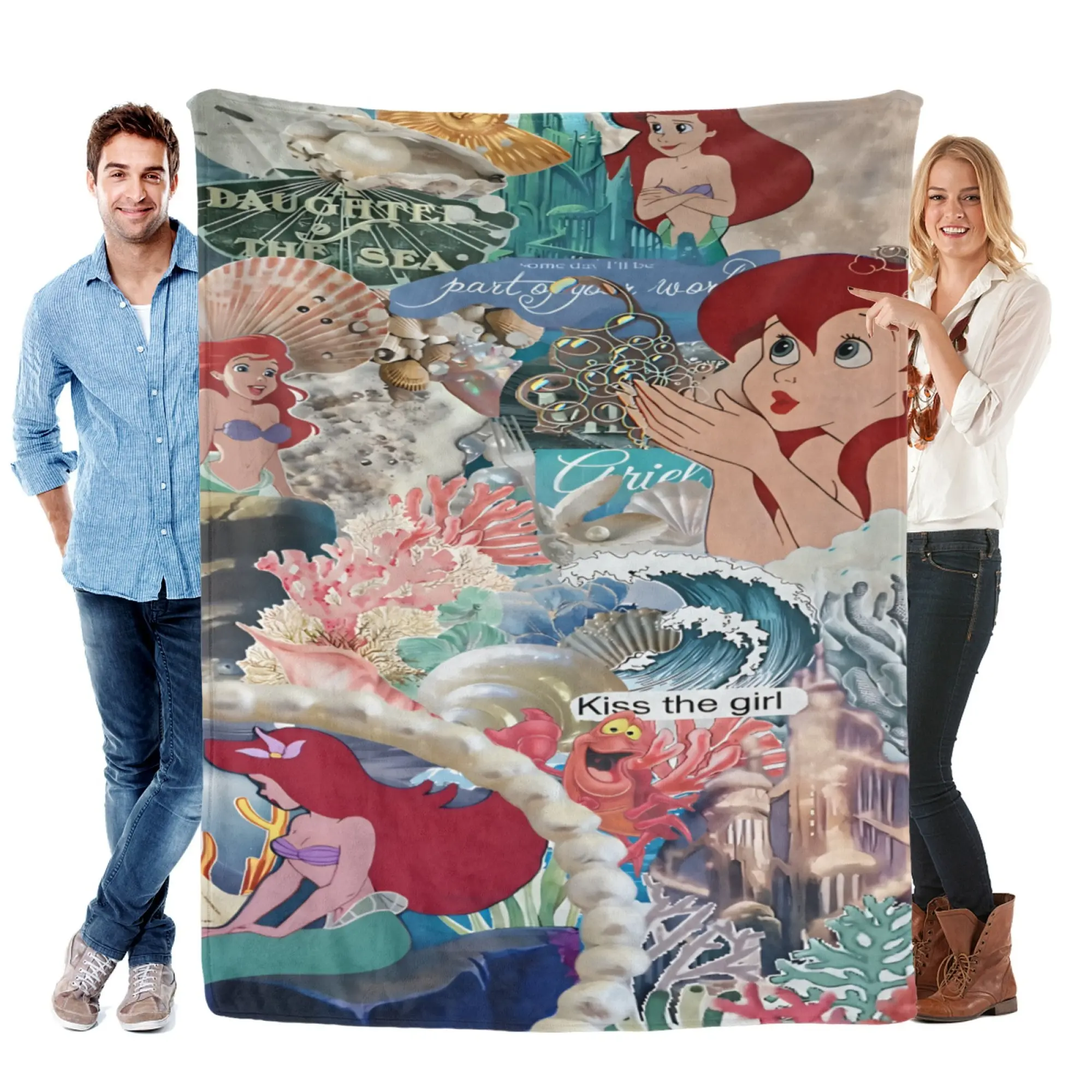 Disney Princess Ariel Super Soft Lightweight Classic Fleece Blanket - Mermaidcore 2D Print Vintage Style Room Decor, Ultimate Gift for Fans, Aesthetic Room Decor