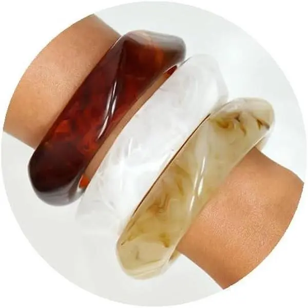 Women's Bold Synthetic Geometric Chunky Wide Bangles Set, Vibrant Colorful Statement Accessories, Mix and Match, Wrist-Gliding, Versatile for Daily Wear