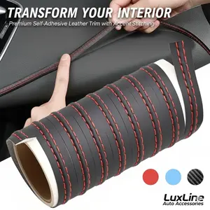DIY Car Interior Kit, Self-Adhesive Leather Trim Strips, Door Gap Decorative Tape, Dashboard Seam Cover Patches, Automotive Accessories