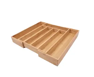 Expandable Bamboo Silverware Organizer – Adjustable Drawer Tray for Kitchen Storage