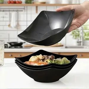 Simulated Ceramic Deep Plate Bowl Set, Wheat Straw Anti-Fall Design, Microwave Safe Durable Dinnerware, Eco-Friendly Thickened Bowls & Plates, Tableware Set