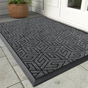Front Door Mat Outside Entrance 17x29.5, Waterproof All-Season Weather Doormat, Stain and Fade Resistant, Indoor Outdoor Welcome Mat, Non Slip Natural Rubber, Easy Clean Patio