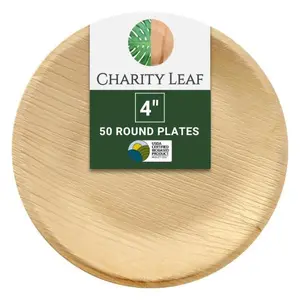 4" Inch Round Plate Bamboo Leaf