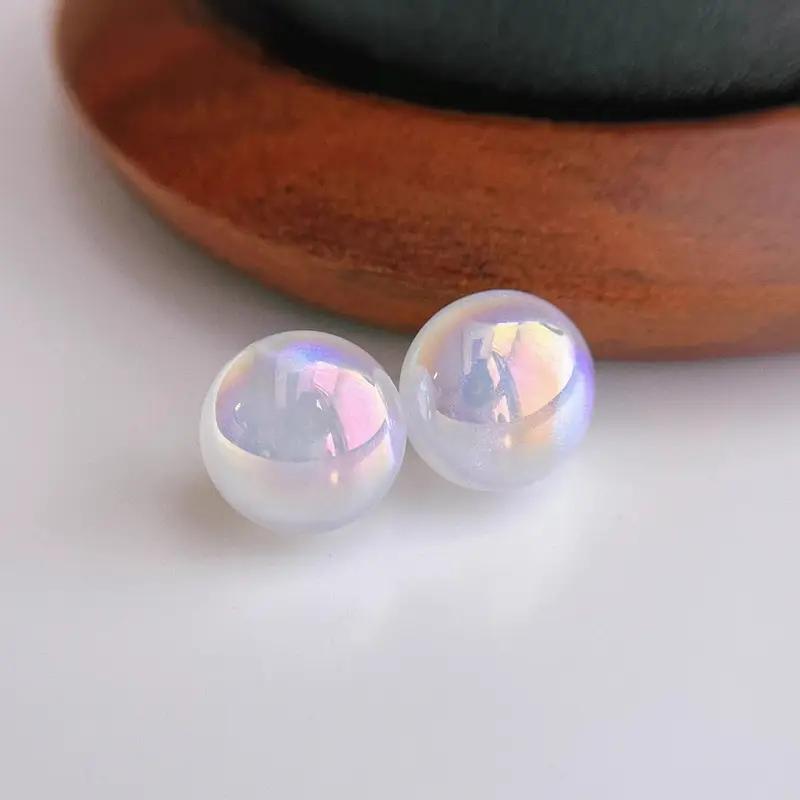 Starry Mabel 0.6" Large Pearl Earrings - S925 Sterling Silvery, Magic Finish, Perfect for Sports Fans