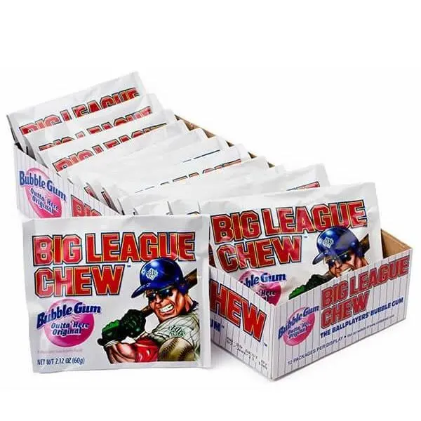 Big League Chew Original 12 ct. - Sweet and Soft Shredded Gum with Bubblegum Flavor - 12 Count Box Snack Artificial Sugar Natural