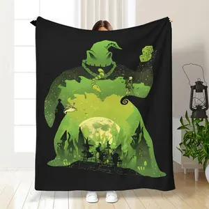 Oogie Boogie Fantasy Land Blanket - Soft Flannel, Lightweight, for Sofa, Bed, Travel, and Nap - Cute Cartoon Print, Perfect Gift