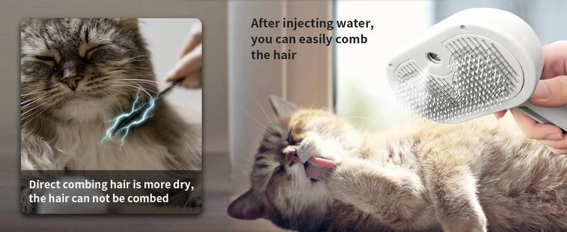 Steam Brush for Pets Long Short Haired, 3-in-1 Spray Dematting Comb with One-Button Clean, Grooming Tool for Small Animals Steam Brush for Pets Long Short Haired, 3-in-1 Spray Dematting Comb with One-Button Clean, Grooming Tool for Small Animals