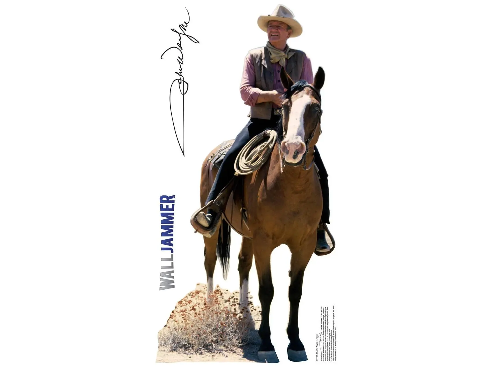 Advanced Graphics WJ1188 Laminated Print Decorative Vinyl Wall Decal Stickers, 24 x 36 in John Wayne Figure Wall Decor for Rooms, Room Decor, Wall Art