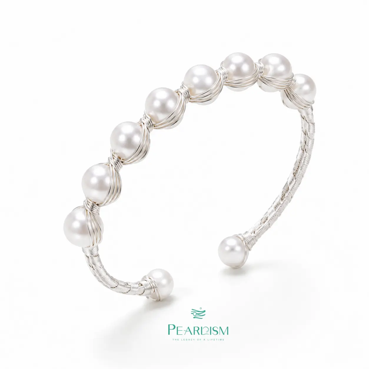 PEARLISM Dainty Everyday Freshwater Seedless Pearl Bracelet | Gold-Toned/Silver-Toned Wire-Wrapped Minimalist Gift for Her-PSBG1607