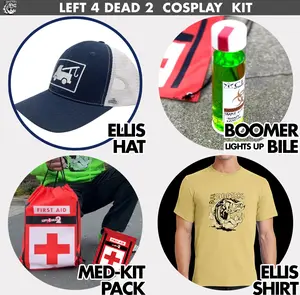 Left 4 Dead 2 Cosplay Kit  - Ellis Hat, Ellis Shirt, Boomer Bile Bomb, Med kit All-in-One Halloween Costume
