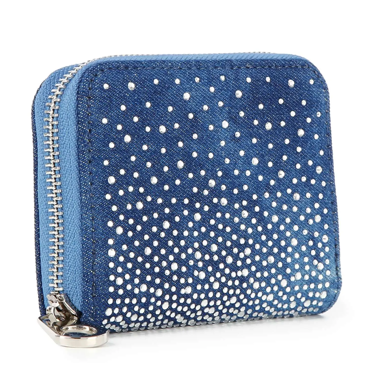 HE Rhinestone Ombre Design Petite Zip Around Small Wallet