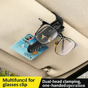 Sun Visor Organizer with Dual Fashion Glasses Holder & Card Slot - Durable PVC  Accessories, Sleek Black Design for Vehicle Organization