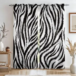 2-Pack Zebra Print Curtains, Easy Install, Classic Style, Bedroom Drapes, Trendy Home Decor