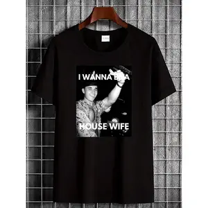 John Summit Merch T-Shirt - Dom Dolla Festival Outfit EDM DJ Graphic Print I WANNA HOUSE WIFE Design - Breathable Soft Unisex Streetwear - White Casual Round Neck Tee For Casual Attire & Music Festivals, Festival Clothing,  Fashion, Machine Washable Top