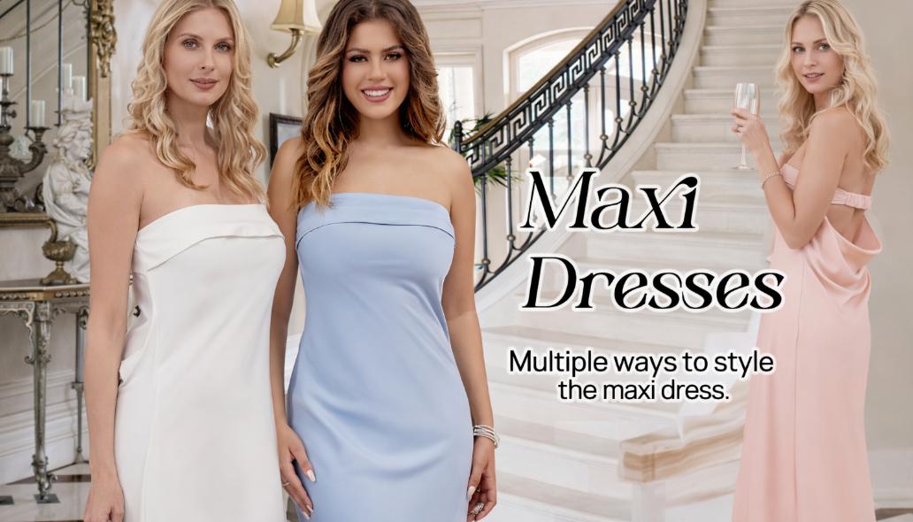 MEROKEETY Women's Satin Strapless Tube Maxi Dress Summer 2026 Backless Bodycon Formal Party Dress for Wedding Guest MEROKEETY Women's Satin Strapless Tube Maxi Dress Summer 2026 Backless Bodycon Formal Party Dress for Wedding Guest