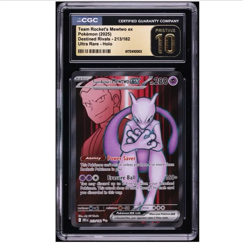 Pokemon Team Rocket's Mewtwo ex 213/182 Destined Rivals UR Holo English CGC 10