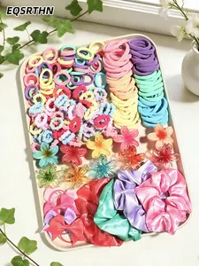218 pings/set of colorful hair accessories set, including colorful rubber bands, Elastics, butterflies, flowers, cartoons and other hair clips and small grip clips, etc., Valentine's Day Christmas essential-suitable for women and women