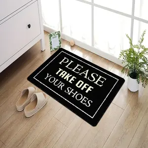 Welcome Mat with Remove Shoes Prompt Print Flannel Carpet, Non-Slip Design, Indoor and Outdoor Use, Home and Kitchen Rug