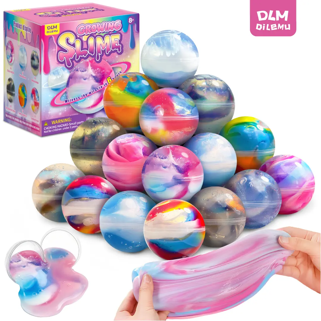 DLMdilemu Mochi Squishy Neon ASMR Relief Toy with Manual DIY Crystal Mud Slime Mix - Unisex Holiday Stuffer Gift for Above 12 Years Old (Christmas, Valentine's Day)