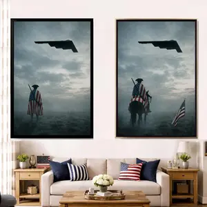 [NO FRAME] Cowboy on Horse and B2 Spirit Flying Satin Poster - America - Western - Mountain - Unframed Wall art - Gift for Men and Women - MADE IN USA Poster