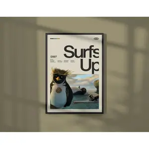Surfs Up Movie Poster: Retro Mid-Century Wall Art