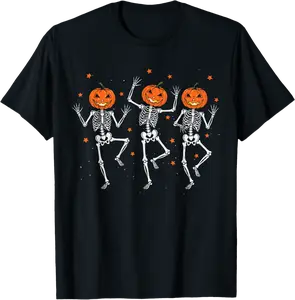 Skeleton Pumpkin Spooky Dancing Halloween Dance Costume T-Shirt - Tamauziabro Shop 85B0FPXGKBB5