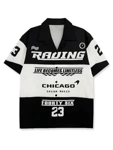 Men's Racing Style Classic Floral Shirt Print, Casual Beach Shirt in Dark and &, Fitted Summer Wear XS to Xxl