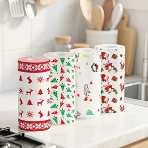 Christmas Kitchen Paper – Thick 3-Layer Disposable Roll, Wet & Dry Dual-Purpose Household Paper Towels, Cleaning Supplies, Random Style, Xmas Home Cleaning, Festive Kitchen Paper, Christmas Gift Idea, High-Quality Absorbent Tissue, Holiday Decor Paper