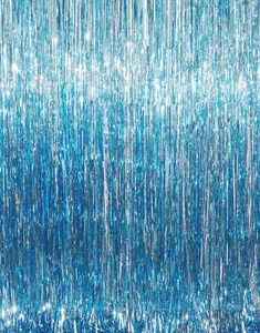 3.2 ft x 9.8 ft Metallic Tinsel Foil Fringe Curtains Party Photo Backdrop Party Streamers for Birthday,Graduation,New Year Eve Decorations Wedding Decor