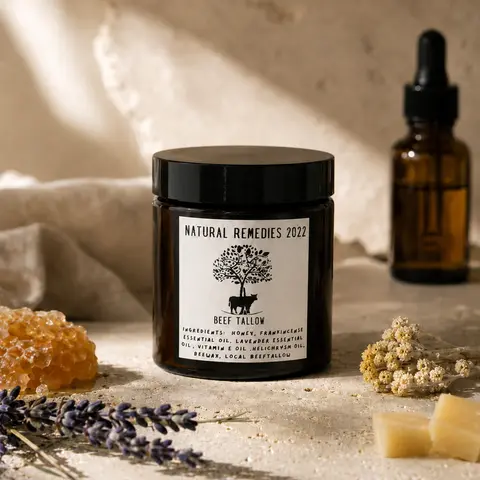 Golden Helichrysum Beef Tallow Face Cream by Natural Remedies 2022 LLC - Beef Tallow for Skin, Fatty Acids & Vitamins A,D,E,K - Deep Hydration, Deep Moisturizing Repair, Boosting Daily Facial Moisturizer