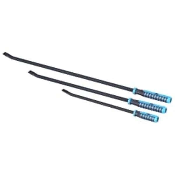 OTC 8203L 3-Piece Pry Bar Set, Heavy-Duty Long-Reach Crowbars with Black Chrome Striking Cap, Polished Tip, Composite & Ergonomic Handles for Specialty Hand Tool Uses