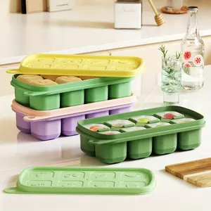 1pc Silicone Ice Tray Mold Ice Box With Lid Ice Storage Box Household Food Grade Food Box Refrigerator Homemade Ice Cubes