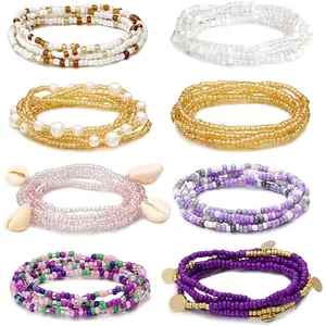 24-50Inch Waist Beads for Women African Waist Beads Plus Size Layered Belly Bead Body Chain Waist Beads Colorful Waist Jewelry(8PCS)