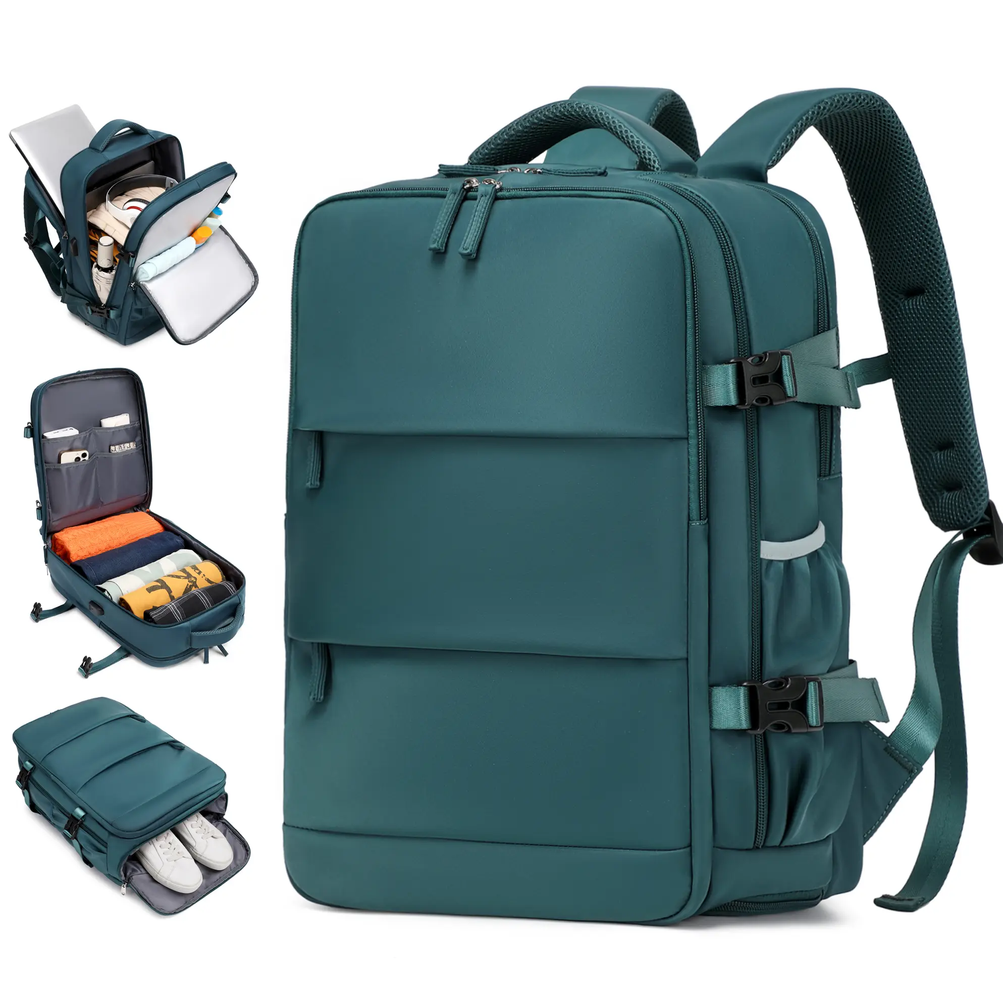 Simple multi-compartment business laptop travel bag,unisex, casual design, lightweight zipper luggage backpackwith shoe compartment, preppy style backpack, largecapacity youth backpack, high school and middle schoolstudent backpack