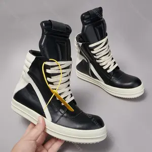 Brand Men Shoe Casual High Top Women Sneaker Black Ankle Boot Geobasket Quality Gothic Punk Leather Thick-sole Flat Zip Shoe Footwear Girl Bota Onyx Decor Bathroom fur boots boots for fall 2025 fall boots women winter boots