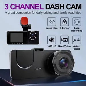 Dash Camera for Cars 4K Full UHD Front & Rear Inside Car Camera with 32GB SD Card Super Night Vision Loop Recording WDR G-Sensor 24 Hours Parking Monitor Micro SD SD Card