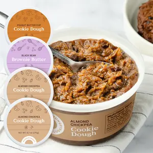 Hungryroot Protein Cookie Dough Variety 4 Pack — High Protein, Low Sugar, Vegan & Dairy-Free | 4-Tub Variety Pack: Almond Chocolate Chip, Peanut Butter Cup, Brownie Batter
